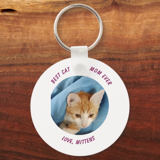 Cadeau Beste Mama Kat Gepersonaliseerde Kat Foto e Sleutelhanger (Achterkant)