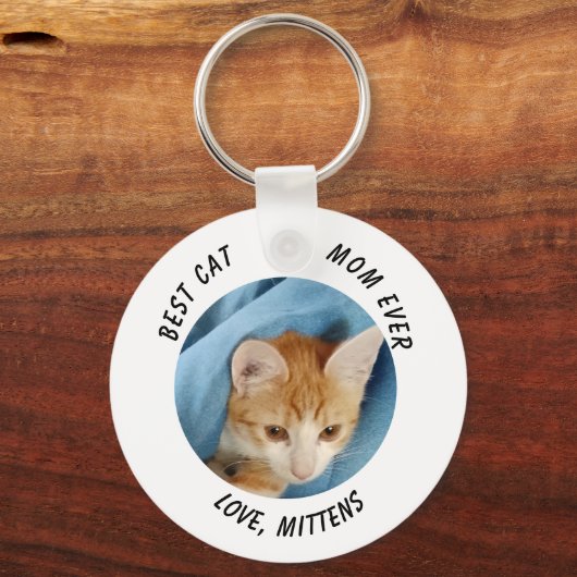 Cadeau Beste Mama Kat Gepersonaliseerde Kat Foto e Sleutelhanger (Voorkant)