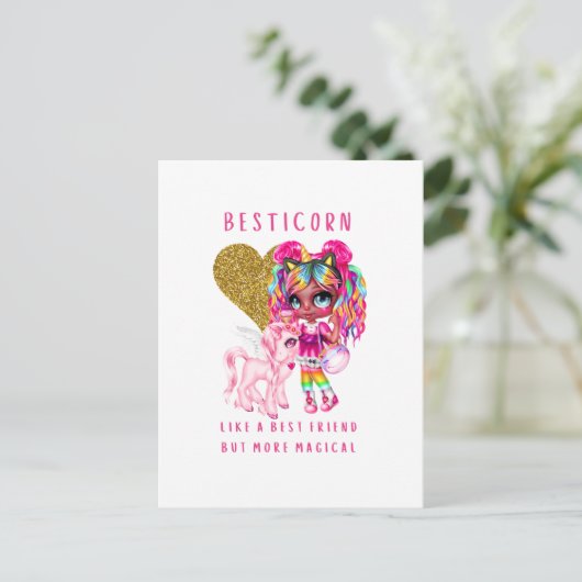 Cadeau beste vriendin voor meisjes, Magische eenho Briefkaart (Staand voorkant)