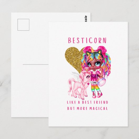 Cadeau beste vriendin voor meisjes, Magische eenho Briefkaart (Voorkant / Achterkant)