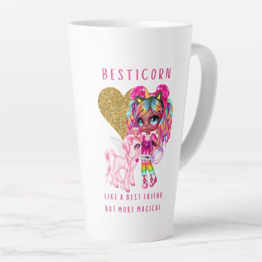 Cadeau beste vriendin voor meisjes, Magische eenho Latte Mok (Rechterhoek)