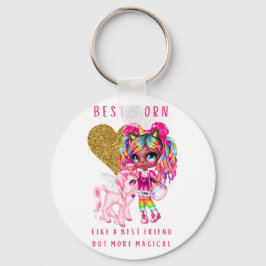 Cadeau beste vriendin voor meisjes, Magische eenho Sleutelhanger