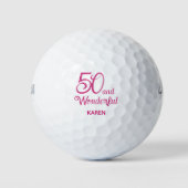 Cadeau bonusmoeder – 50 en geweldig & chic golfballen (Voorkant)