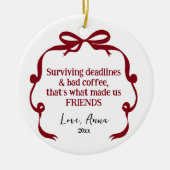 Cadeau Boog Doodle voor Collega Kerst Ornament (Voorkant)