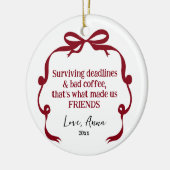 Cadeau Boog Doodle voor Collega Kerst Ornament (Links)