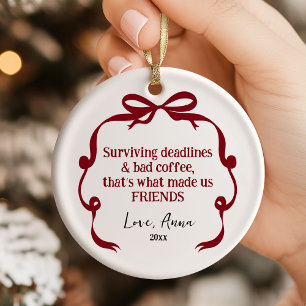 Cadeau Boog Doodle voor Collega Kerst Ornament