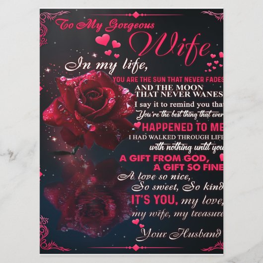 Cadeau Brief Aan Mijn Vrouw, Cadeau Voor Huwelijk  Menu (Voorkant)