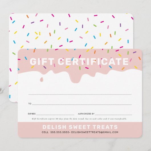 CADEAU CERTIFICAAT schattig frosting strooisels bl (Voorkant / Achterkant)