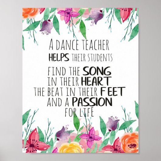 Cadeau dansleraar Waardering Dank je quote Poster (Voorkant)