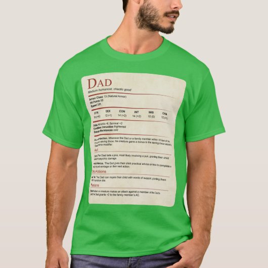 Cadeau DD Dad Stat Block T-shirt (Voorkant)