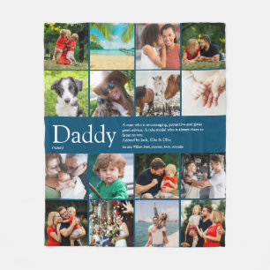 Cadeau definitie citaat fotocollage blauw fleece deken