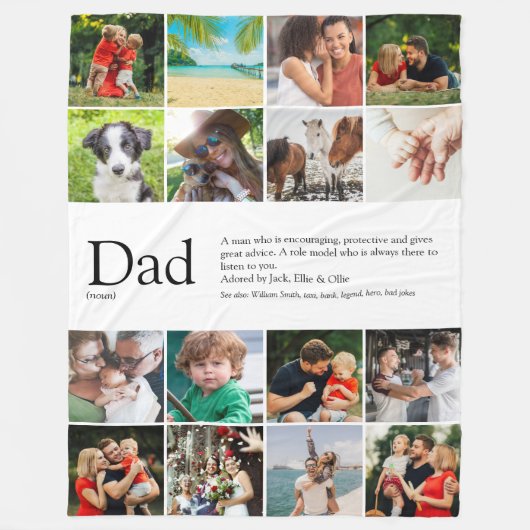 Cadeau definitie spreuk fotocollage groot fleece deken (Voorkant)