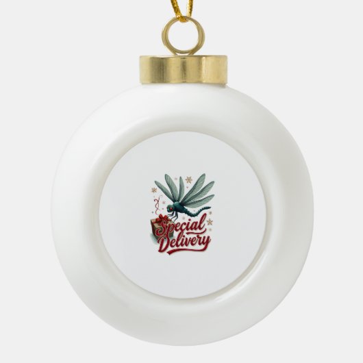 Cadeau Delivery Dragonfly Keramische Bal Ornament (Voorkant)
