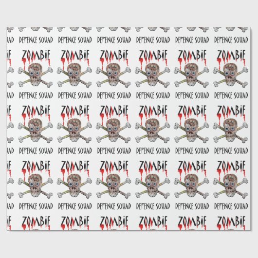 Cadeau doodshoofd gekruiste botten van cartoon zom cadeaupapier (Vlak)