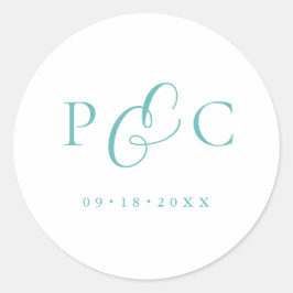 Cadeau Doos Blauw Bruiloft Calligrafie Envelope St Ronde Sticker