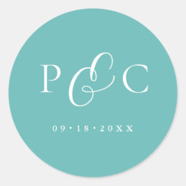 Cadeau Doos Blauw Huwelijk Calligrafie Envelop Sti Ronde Sticker