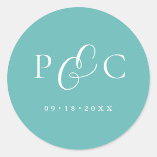 Cadeau Doos Blauw Huwelijk Calligrafie Envelop Sti Ronde Sticker