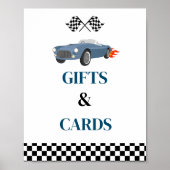 Cadeau en Kaart Race Auto Baby shower feestbord Poster (Voorkant)