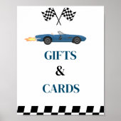 Cadeau en Kaart Race Auto Verjaardagsfeestje Teken Poster (Voorkant)