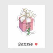 Cadeau en roos afgesneden vinylsticker sticker (Vel)