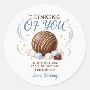 Cadeau-etiket 'Denk aan jou' Hete Cacaobom Ronde Sticker