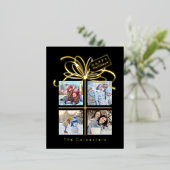 Cadeau Foto Goud Zwart Kerstvakantie Kaart (Staand Voorkant)