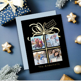 Cadeau Foto Goud Zwart Kerstvakantie Kaart