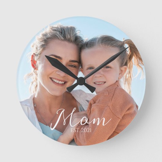 Cadeau foto voor mama ronde klok (Voorkant)