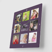 Cadeau fotocollage oma en opa vierkante klok (Hoek)