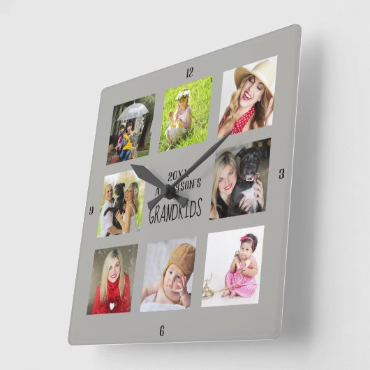 Cadeau Fotocollage Oma Opa Vierkante Klok (Hoek)