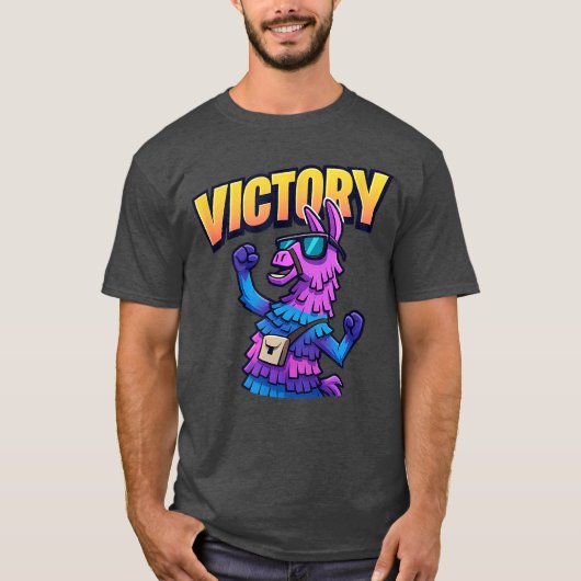 Cadeau Gaming Victory Llama T-shirt (Voorkant)