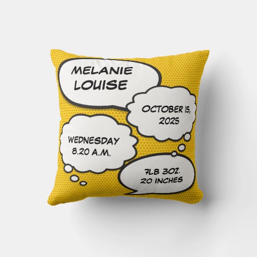 Cadeau Geboorte Statistieken Modern Leuke Stripboe Kussen (Achterkant)