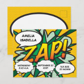 Cadeau Geboorte Statistieken Stripboek Pop Art-her Briefkaart (Voorkant / Achterkant)