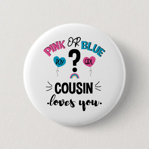 Cadeau Geslacht Baby Roze Of Blauwe Neef Houdt Van Ronde Button 5,7 Cm