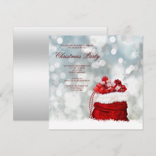 Cadeau Gevulde Santa Sack Kerst Kaart (Voorkant / Achterkant)