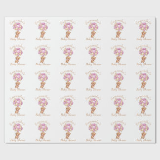 Cadeau-Giving Teddy Bear Balloon Baby Wrapping Pap Cadeaupapier