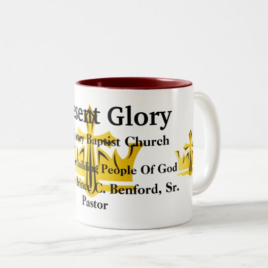 Cadeau Glory Baptist Church Tweekleurige Koffiemok (Voorkant rechts)