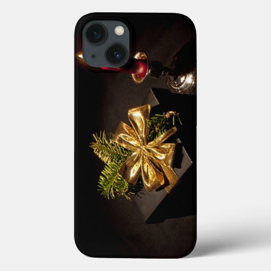 Cadeau Gold Bow met rode kaars Case-Mate iPhone Case (Achterkant)