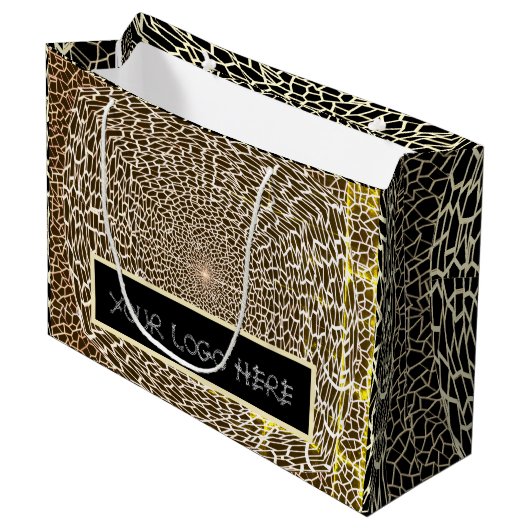 CADEAU GOUD EN ZWART  GROOT Cadeaupapier zakje (Voorkant Gekanteld)