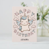 Cadeau Groet Eenhoorn Verjaardag Kaart (Staand voorkant)