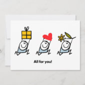 Cadeau, hart en bloem feestdagenkaart (Voorkant)