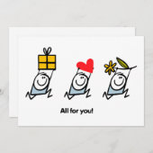 Cadeau, hart en bloem feestdagenkaart (Voorkant / Achterkant)