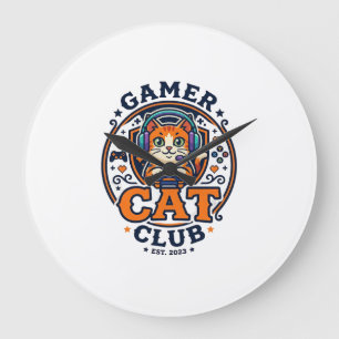 Cadeau-idee voor gamerkat kattenmoeder - Gamer Cat Grote Klok