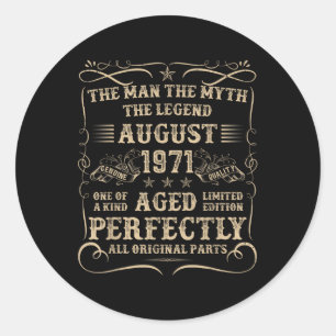 Cadeau-ideeën voor mannen van 54 jaar August 1971 Ronde Sticker