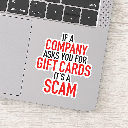 Cadeau Kaart Scam - Scam Preventie Sticker (Detail)