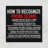 Cadeau Kaart Scam - Scam Preventie Vierkante Visitekaartje (Achterkant)