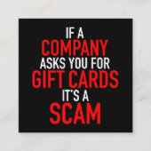 Cadeau Kaart Scam - Scam Preventie Vierkante Visitekaartje (Voorkant)