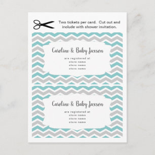 Cadeau kaartjes voor baby shower, lichtblauw neutr uitnodiging briefkaart