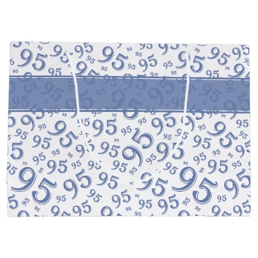 Cadeau Label Birthday 95 Random Number Pattern Blu Groot Cadeauzakje (Achterkant)