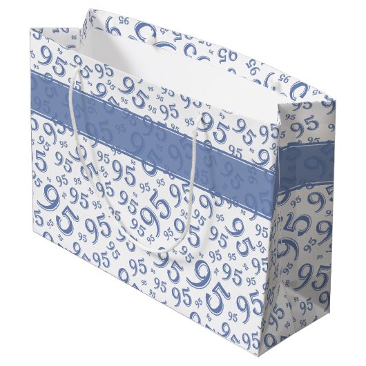 Cadeau Label Birthday 95 Random Number Pattern Blu Groot Cadeauzakje (Achterkant Gekanteld)